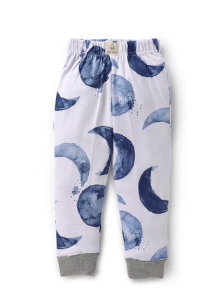 Full sleeve blue moon pattern in white pajama set for baby - Kidulan