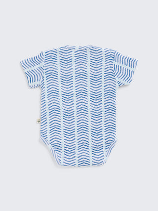 Ocean Waves Print Bodysuit & Shorts Summer Set for Baby - Kidulan