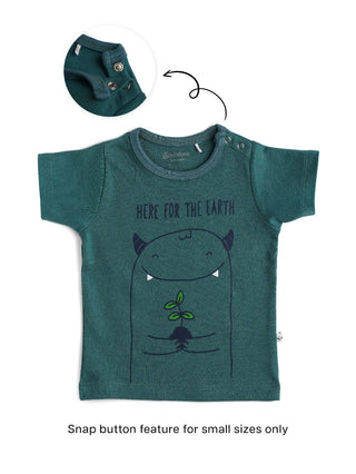 Half sleeve green graphic t-shirt for baby - Kidulan