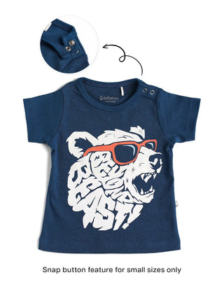 Half sleeve blue & white graphic t-shirt for baby - Kidulan