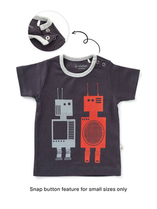Half sleeve black graphic t-shirt for baby - Kidulan