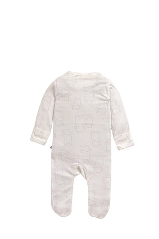 Full sleeve off white zipper sleepsuit with cap for baby - Kidulan