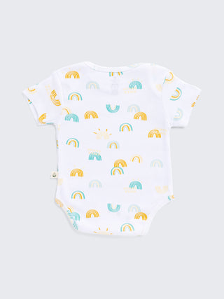 Sunny Rainbow Print Bodysuit & Shorts Summer Set for Baby - Kidulan
