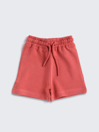 eebabee Boys Solid Sleeveless Hooded Set - Coral Edition - Kidulan