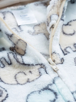 Full sleeve White & cream winter wear sleepsuit for baby boys & girls - Kidulan