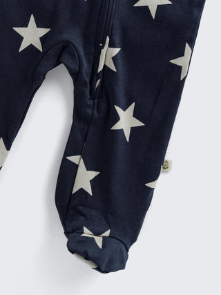 Star Print Footed Baby Sleepsuit with 2-Way Zipper
