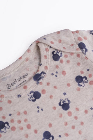 Full sleeve minnie mouse & dot pattern in cream  bodysuit for baby