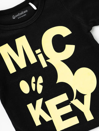 Full sleeve black & yellow graphic t-shirt for baby - Kidulan