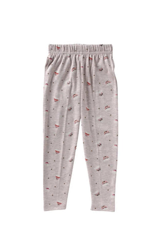Full sleeve graphic pattern in grey pajama set for baby girls