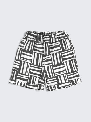 Monochrome Grid Cotton boys Co - ord Set - Kidulan