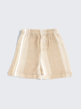 Eebabee Boys Beige Stripe Shirt & Shorts Set - Kidulan