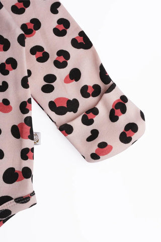 Full sleeve soft pink & graphic pattern bodysuit for baby