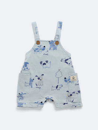 Cotton Dungaree Set with Playful Puppy Print
