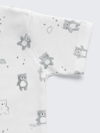 Newborn Teddy Print Henley Tee