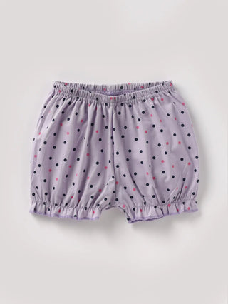 Half sleeve black & pink dot pattern in lavender shade aop woven set for baby girls - Kidulan