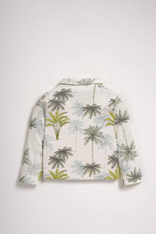 Full sleeve palm tree pattern in white pajama set for baby - Kidulan