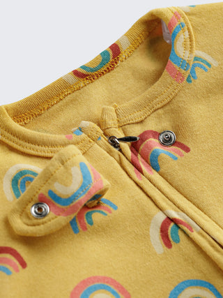 Rainbow Print Footed Baby Sleepsuit with 2-Way Zip