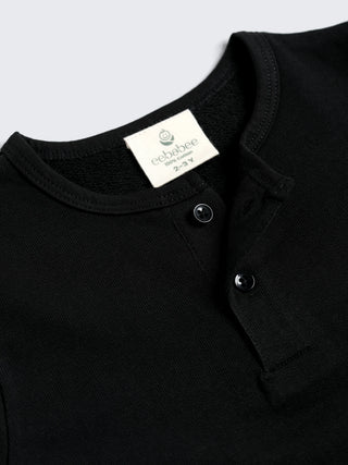 Boys Black Cargo Shorts Set - Henley Tee & Cargo Shorts Combo - Kidulan