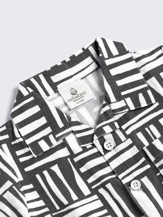 Monochrome Grid Cotton boys Co - ord Set - Kidulan