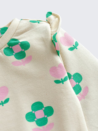 Girls Floral Long-Sleeve Top and Pants Set