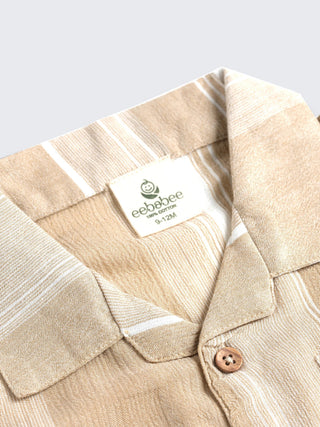Eebabee Boys Beige Stripe Shirt & Shorts Set - Kidulan