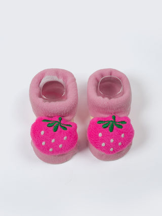 Baby Plush Rattle Socks Strawberry & Cat Design - Kidulan