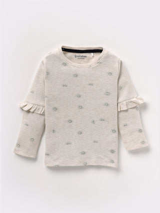 Full sleeve cream frill set for baby girl - Kidulan