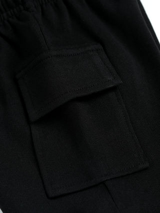Boys Black Cargo Shorts Set - Henley Tee & Cargo Shorts Combo - Kidulan