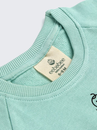 eebabee Unisex Solid Sweatshirt & Jogger Set - Mint Green - Kidulan