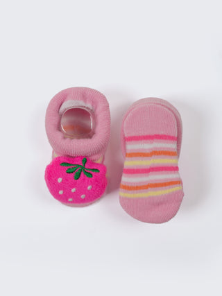 Baby Plush Rattle Socks Strawberry & Cat Design - Kidulan