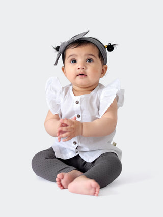 Stylish Baby Girl Combo with Romper, Legging Set & Hairband - Kidulan