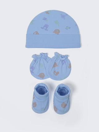 Newborn Cap, Mittens & Booties Set – Blue - Kidulan