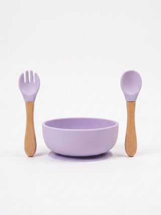 Silicone Suction Bowl Feeding Set with Spoon & Fork - Kidulan