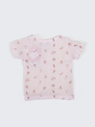 Baby Pink Fruit Print Shirt & Shorts Set - Kidulan