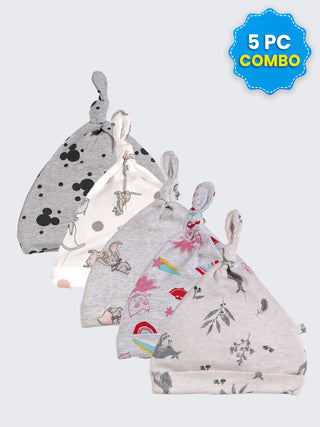 5 Pc Combo Baby & Kids Knot Caps 6-9 Months