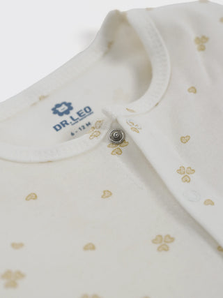 Baby Ivory Printed Footed Sleepsuit - Kidulan