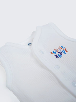 Baby Sleeveless Vest & Shorts Set - White - Kidulan