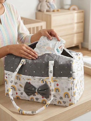 Baby Mother Bag - Grey & White - Kidulan