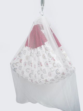 Queen Removable Bed Cradle/Thottil/Jhula Combo - Rainbow Print - Kidulan