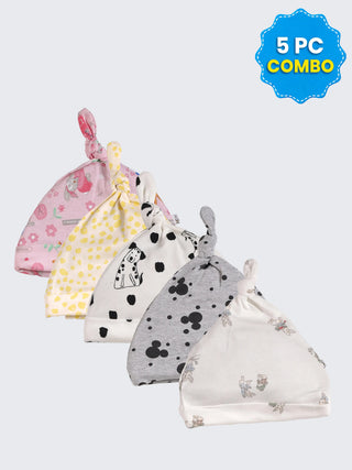 5 Pc Combo Baby & Kids Knot Caps 0-3 Months