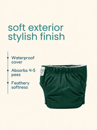 Newborn Reusable Cloth Diaper with Pad -Green - Kidulan