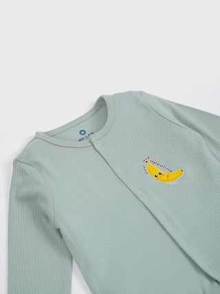 Unisex Baby Solid Sleepsuit Green - Kidulan