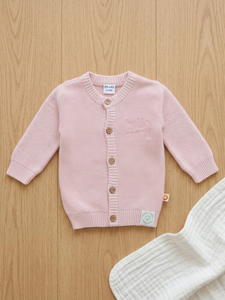 Baby Pink Organic Cotton Knitted Cardigan - Kidulan