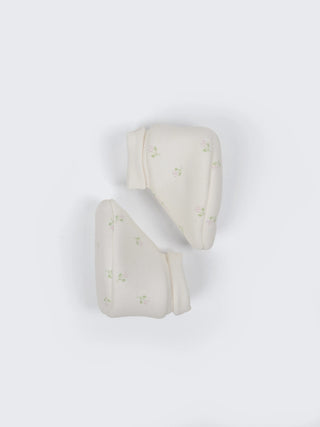 Baby Cotton Booties Soft Cream Floral Print - 0-3 Months - Kidulan