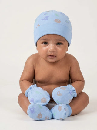 Newborn Cap, Mittens & Booties Set – Blue - Kidulan