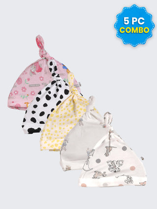 5 Pc Combo Baby & Kids Knot Caps 0-3 Months