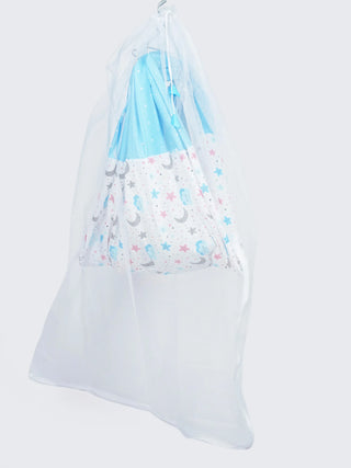 Twill Mix & Match Thottil/Jhula/Cradle Cloth with Net - Moon & Star - Kidulan