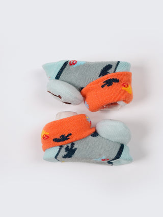 Baby Plush Rattle Socks Cat & Smiley Face Design - Kidulan