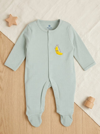 Unisex Baby Solid Sleepsuit Green - Kidulan