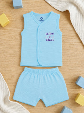 Baby Sleeveless Jabla & Shorts Set - Blue - Kidulan